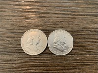 (2) 1950 Franklin Half Dollars