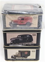 (3) 1/43 Harley-Davidson Banks. Includes 1951 GMC