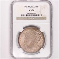 1921 Morgan Dollar NGC MS64