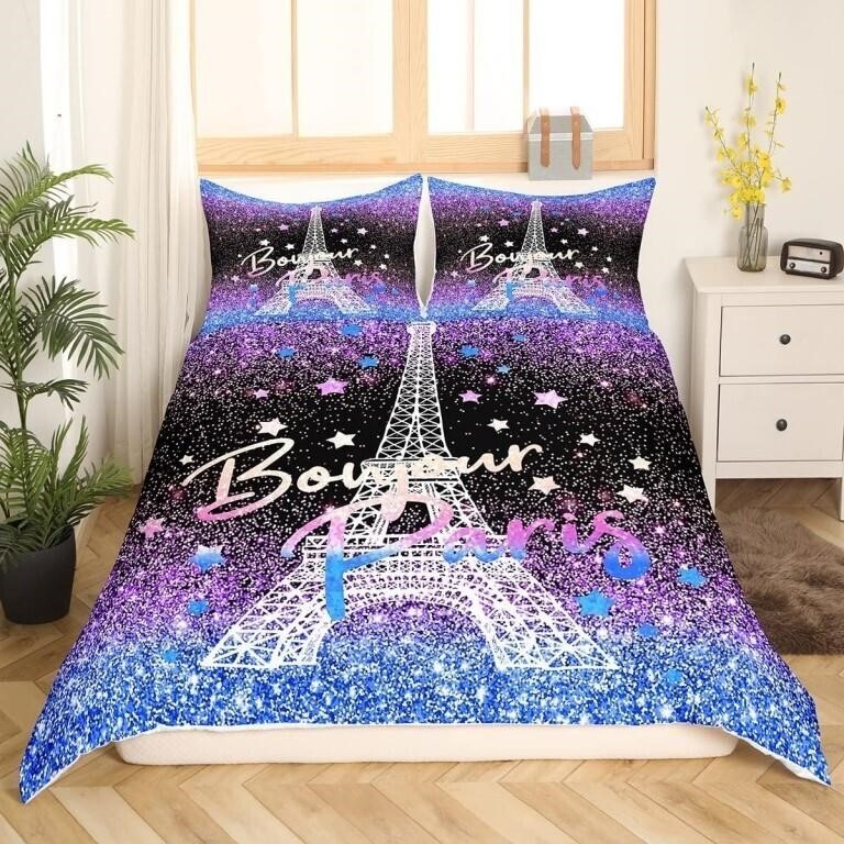 Glitter Eiffel Tower Bedding Set Twin Pack