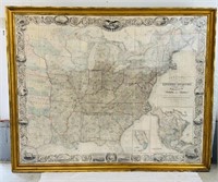 Antique 1856 Colton‘s map of the United States,