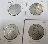 4 - Non-readable dates Liberty silver halves