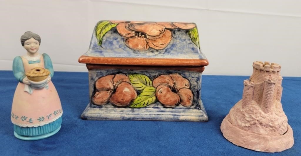 Ceramic Box & Pottery Incense Burners (2)