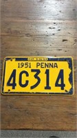 1951 Pennsylvania license plate