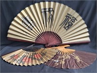 Bundle of 3 hand-painted Asian hand fans