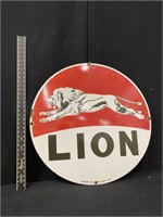 30" Lion Motor Oil Round Enamel Advertising Sign