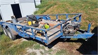 16 ft tandem axle utility trailer with winch.