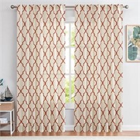jinchan Moroccan Tile Linen Curtains, 84" 2 Panels
