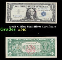 1957B $1 Blue Seal Silver Certificate Grades xf