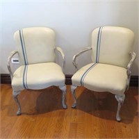 Chairs - wood frame w/vinyl upholstery-white