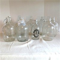 Glass jugs - Eight 1 gal + 1/2 gal Brewery Creek