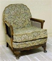 European Cabriole Leg Cane Sided Armchair.