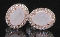 Natural Rose Quartz Stud Earrings