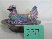 Carnival Glass Hen on Nest (6.5"W x 4"H)