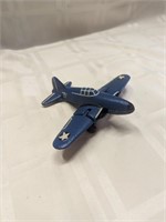 Cast iron folding wing toy airplane military