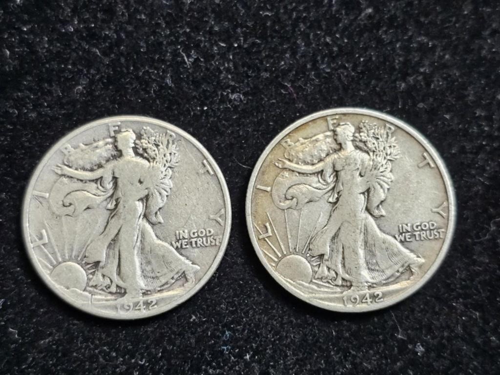 1942 & 1942S Liberty Walking Half Dollars (2)