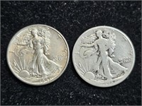 1942 & 1943 Liberty Walking Half Dollars (2)
