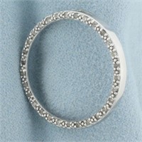 Pave Diamond Circle Pendant in 10k White Gold