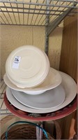 Serving plates lot and small Tupperware container