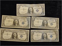 (5) 1957 $1 Silver Certificates