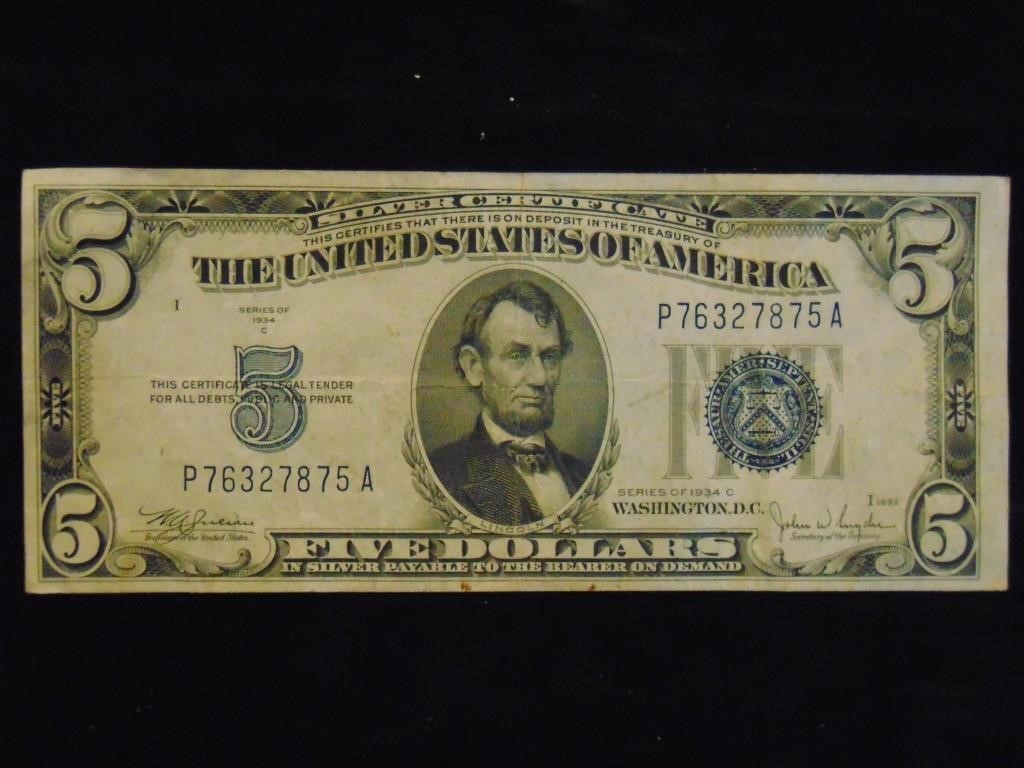 1934 C $5 Silver Certificate