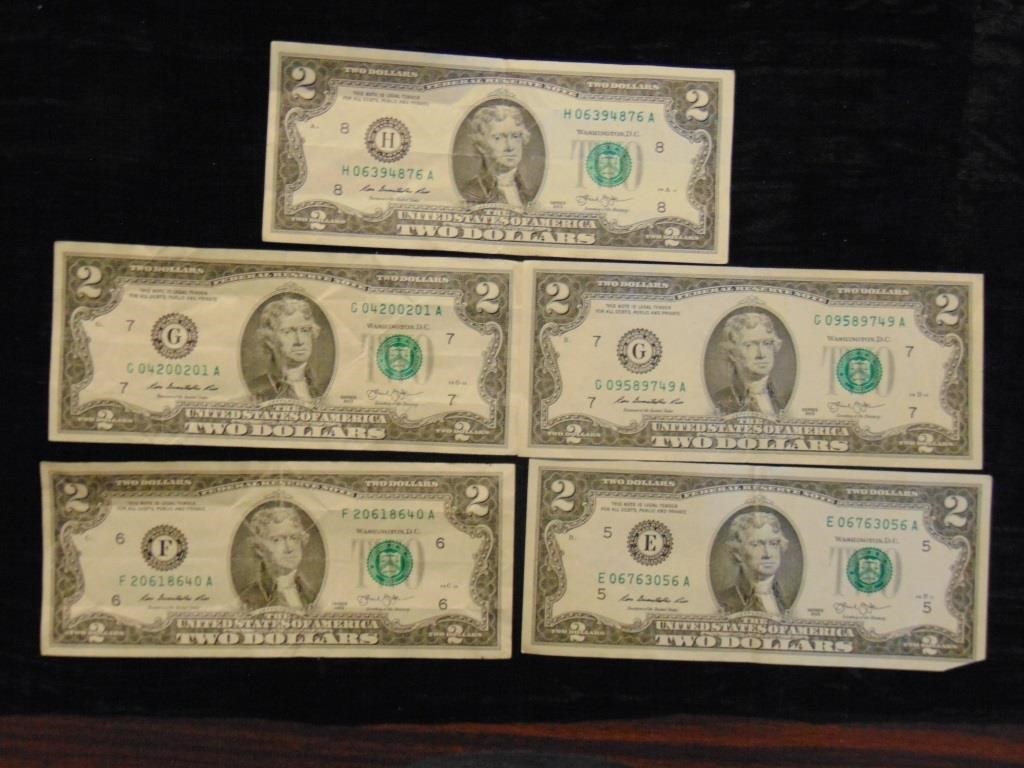 (5) 2013 $2 Bills