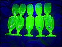10PC lot Federal Uranium green depression glass