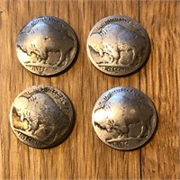 4 Altered Buffalo Nickel Coins