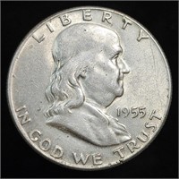 1955 Franklin Half Dollar - Lustrous Key Date