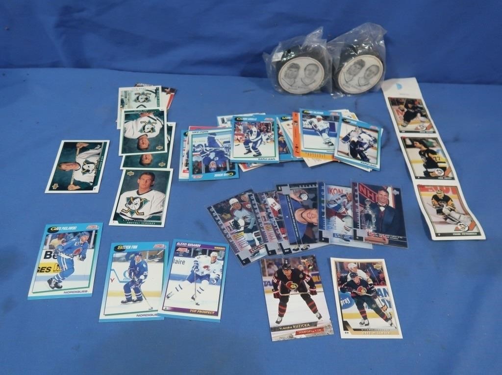 NHL Trading Cards & 2 Hatcher, Kasparitis Pucks