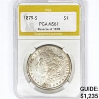 1879-S Morgan Silver Dollar PGA MS61 REV 78