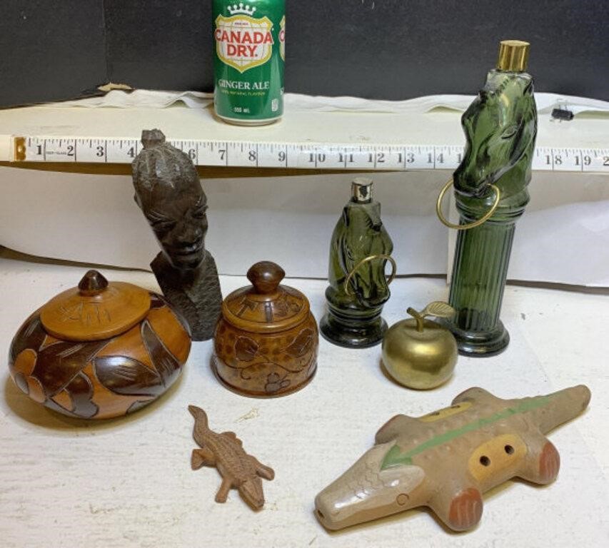 Avon bottles , wooden items