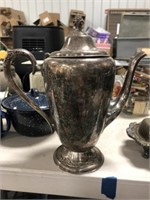 SILVERPLATE BUTTER DISH AND COFFEE POT