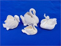 (4) Porcelain Swans