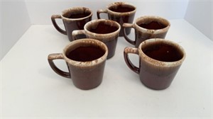 Lot of 6 Vintage McCoy Coffee Cups brown drip
