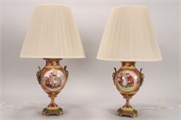Good Pair of Vienna Porcelain and Gilt Metal Table
