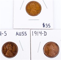 Coin  1914-D Lincoln Cent Also 1914-P & 1914-S.