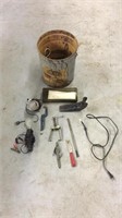 Vintage bucket with multiple various items