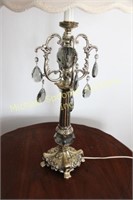 PAIR RETRO BRASS AND CRYSTAL TABLE LAMPS
