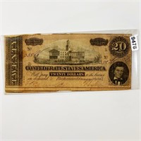 1864 Confederate $20 Bill NICELY CIRCULATED