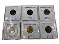 Lot of 6 Indian Head Cents
