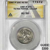 1987-P Washington Silver Quarter ANACS AU50