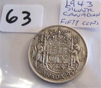 1943 Canadian Silver Fifty Cents Coin