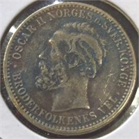 1904, Norway 50 ore coin