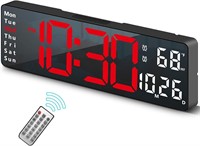 NEW $38 LED Large Wall Clock w/Remote Control&Date