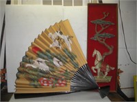 Oriental Fan 36 Inch- framed Artwork