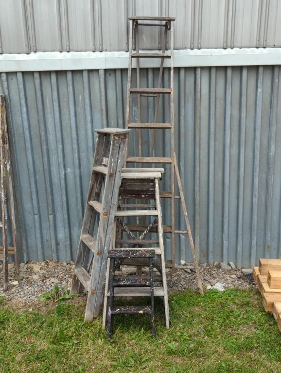 5 WOODEN STEP LADDERS