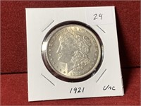 1921 UNITED STATES SILVER MORGAN DOLLAR UNC.