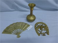 3pcs brass - urn, fan & elephant hanger