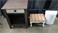 End Table, Small Stool And Waste Can